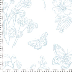 Papel Toile Borboletas Azul Quartz ( Faixa 1.70 H )