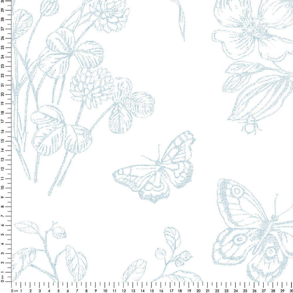 Papel Toile Borboletas Azul Quartz ( Faixa 3.40 H )