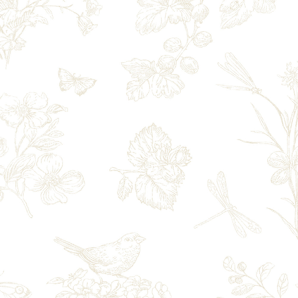 Papel Toile Borboletas Bege ( Faixa 3.40 H )