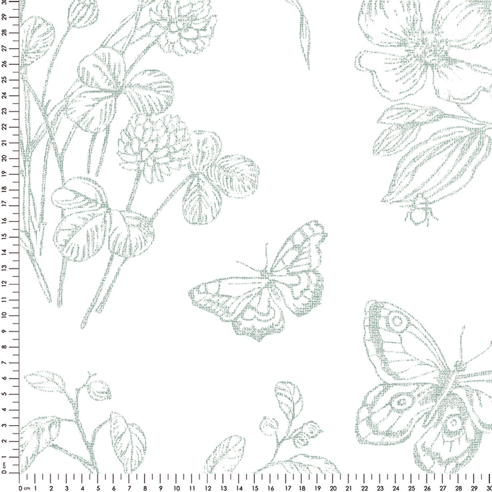 Papel Toile Borboletas Verde Celadon ( Faixa 3.40 H )