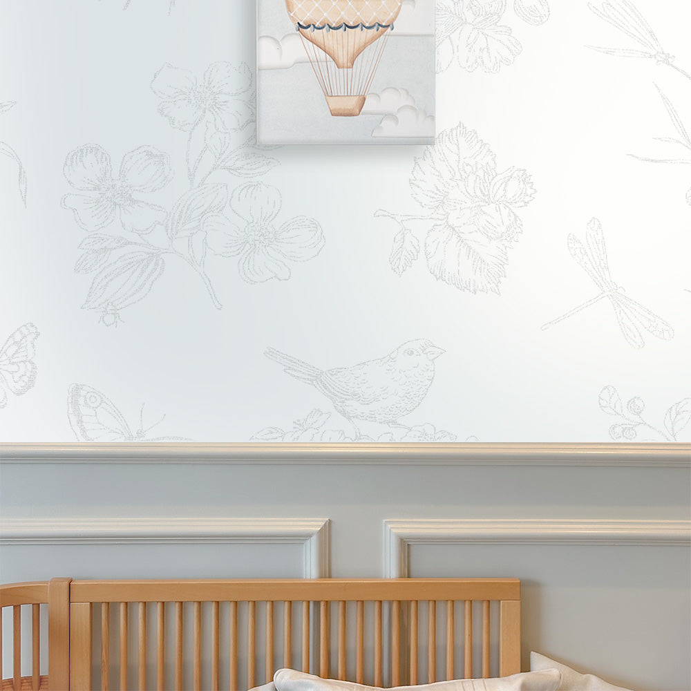 Papel Toile Borboletas Cinza ( Faixa 3.40 H )