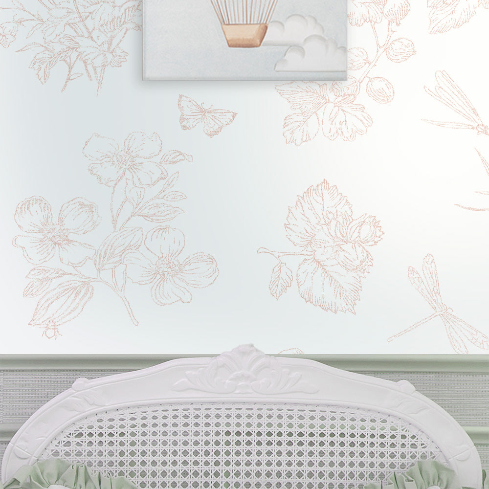 Papel Toile Borboleta Rosa Quartz  ( Faixa 1.70 H )