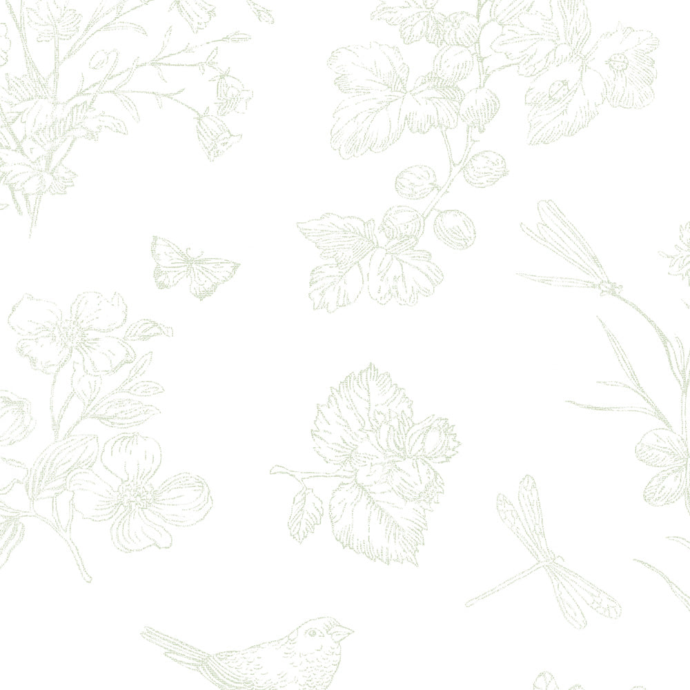 Papel Toile Borboletas Verde Floresta ( Faixa 1.70 H )