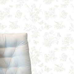 Papel Toile Borboletas Verde Floresta ( Faixa 3.40 H )