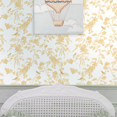 Papel Toile Pássaros Amarelo  ( Faixa 2.80 H )