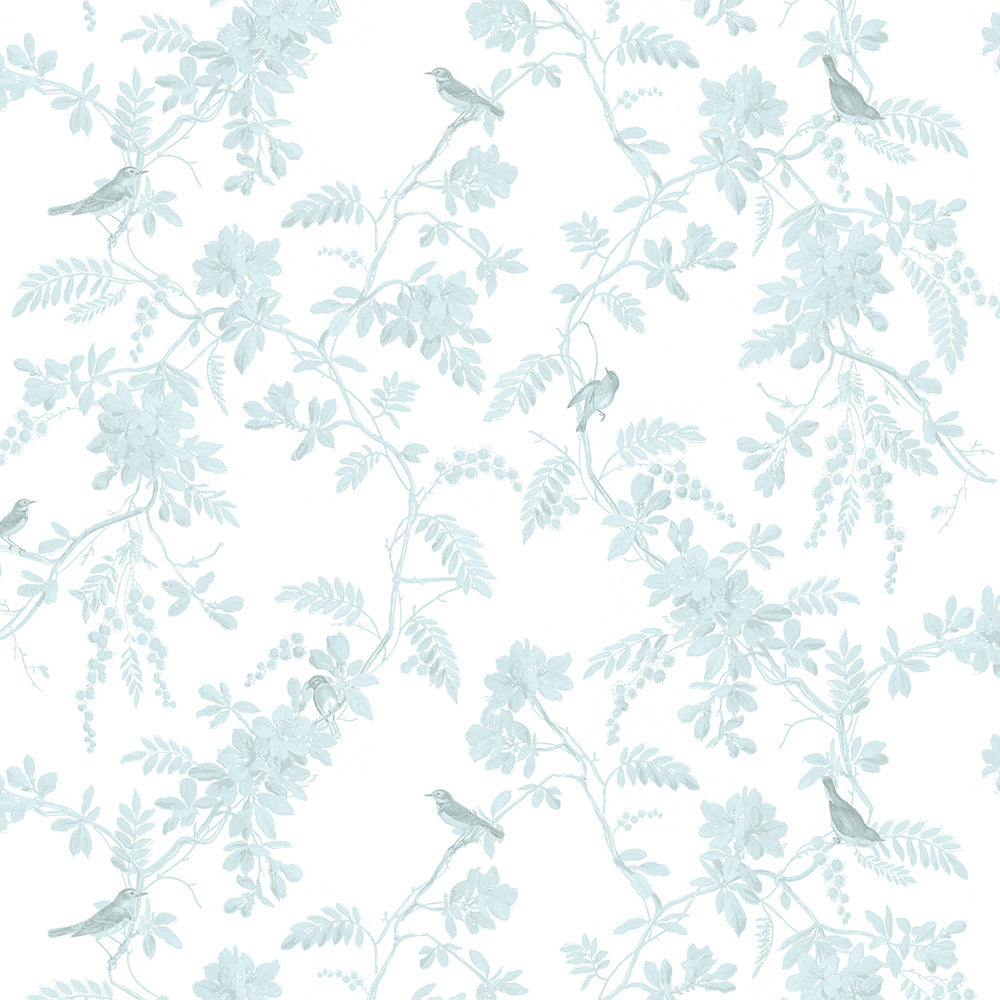 Papel Toile Pássaros Azul Náutico  ( Faixa 1.70 H )
