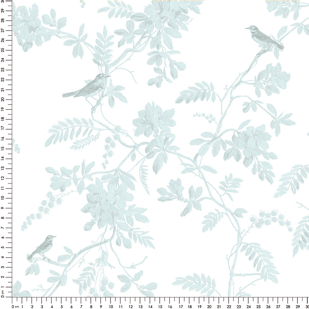 Papel Toile Pássaros Azul Náutico  ( Faixa 3.40 H )
