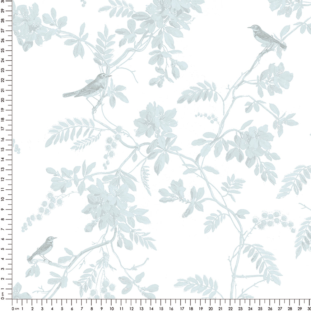 Papel Toile Pássaros Azul Quartz  ( Faixa 3.40 H )