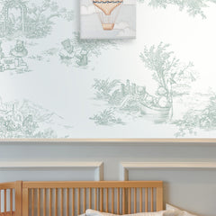 Papel Toile De Urso Verde Celadon  ( Faixa 1.70 H )