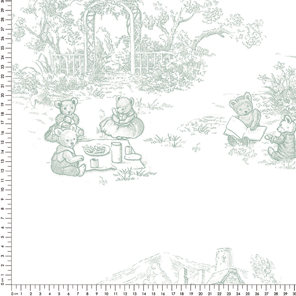 Papel Toile De Urso Verde Celadon ( Faixa 2.80 H )