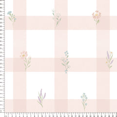 Papel Xadrez Floral Rosa ( (Faixa 1.70H )