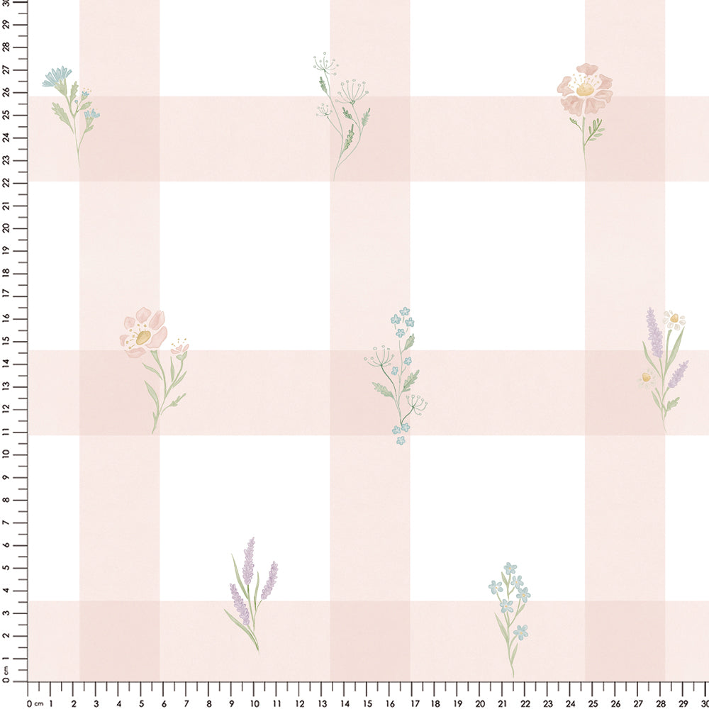 Papel Xadrez Floral Rosa ( Faixa 2.80H )