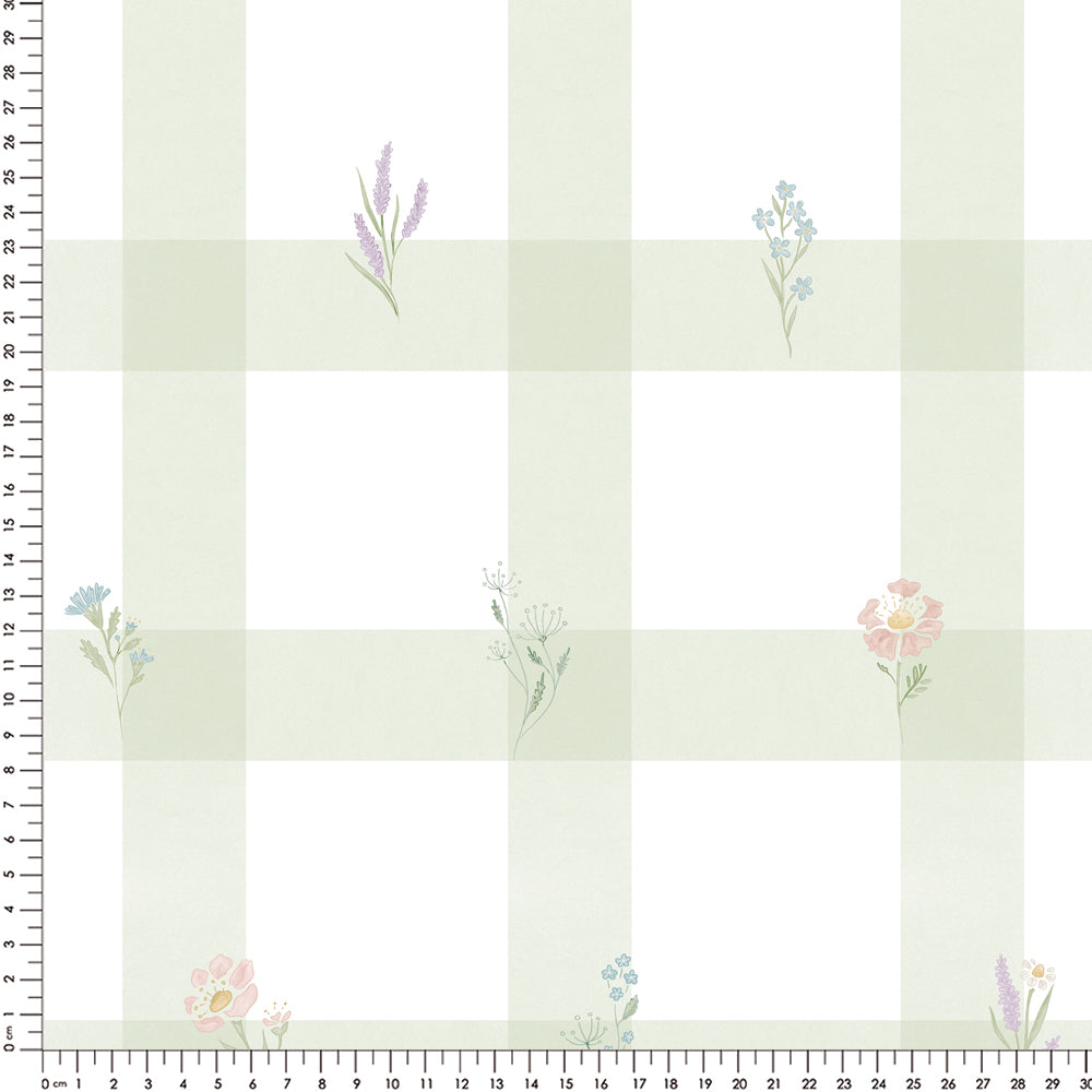Papel Xadrez Floral Verde ( Faixa 3.40h )