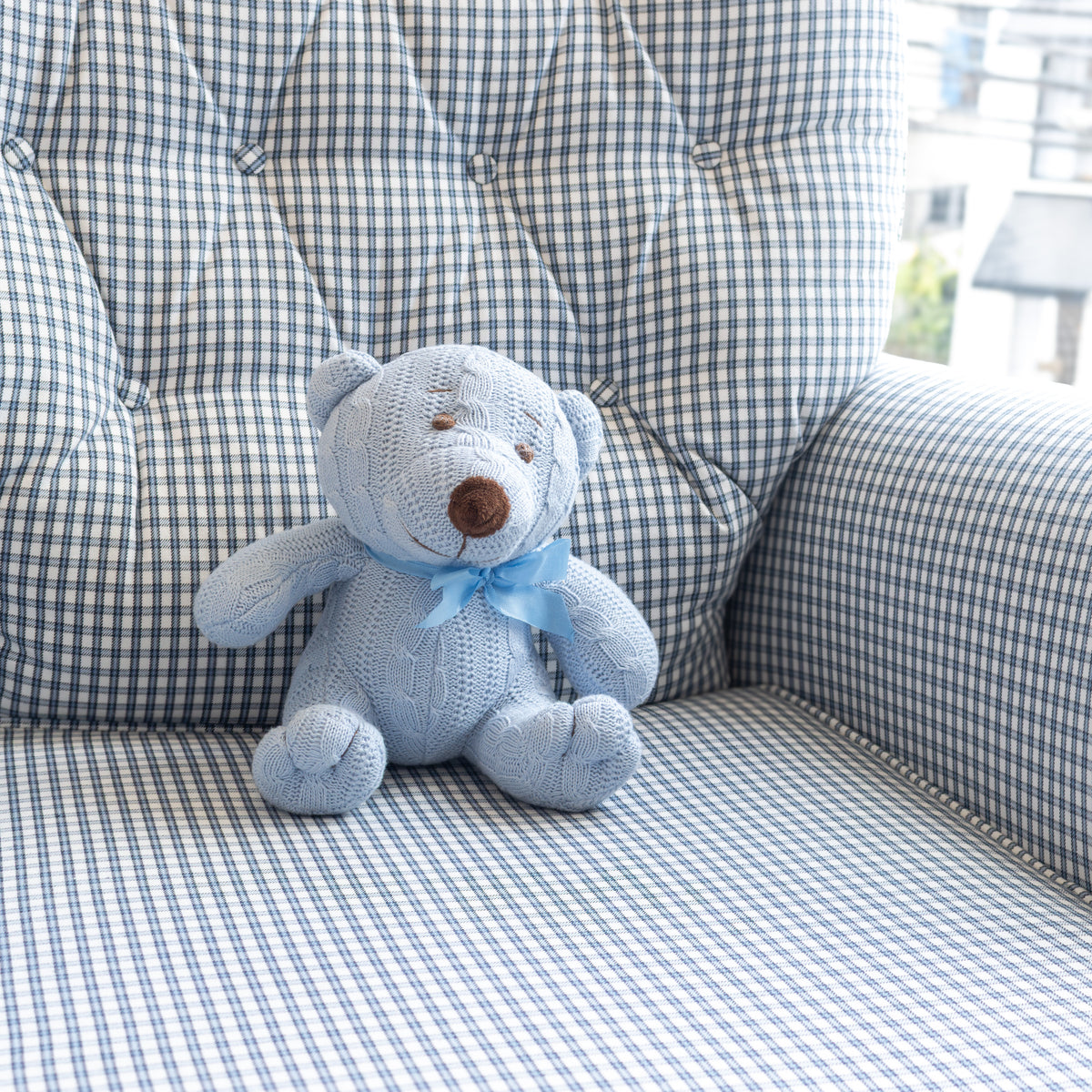 Urso De Tricot Azul