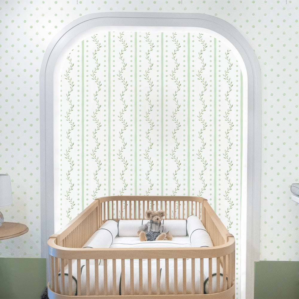 Papel Volutas Poá Verde Floresta  ( Faixa 2.80 H )